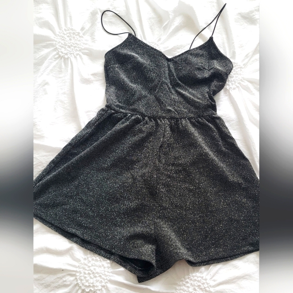 Black and Silver Playsuit - Romper - Divided